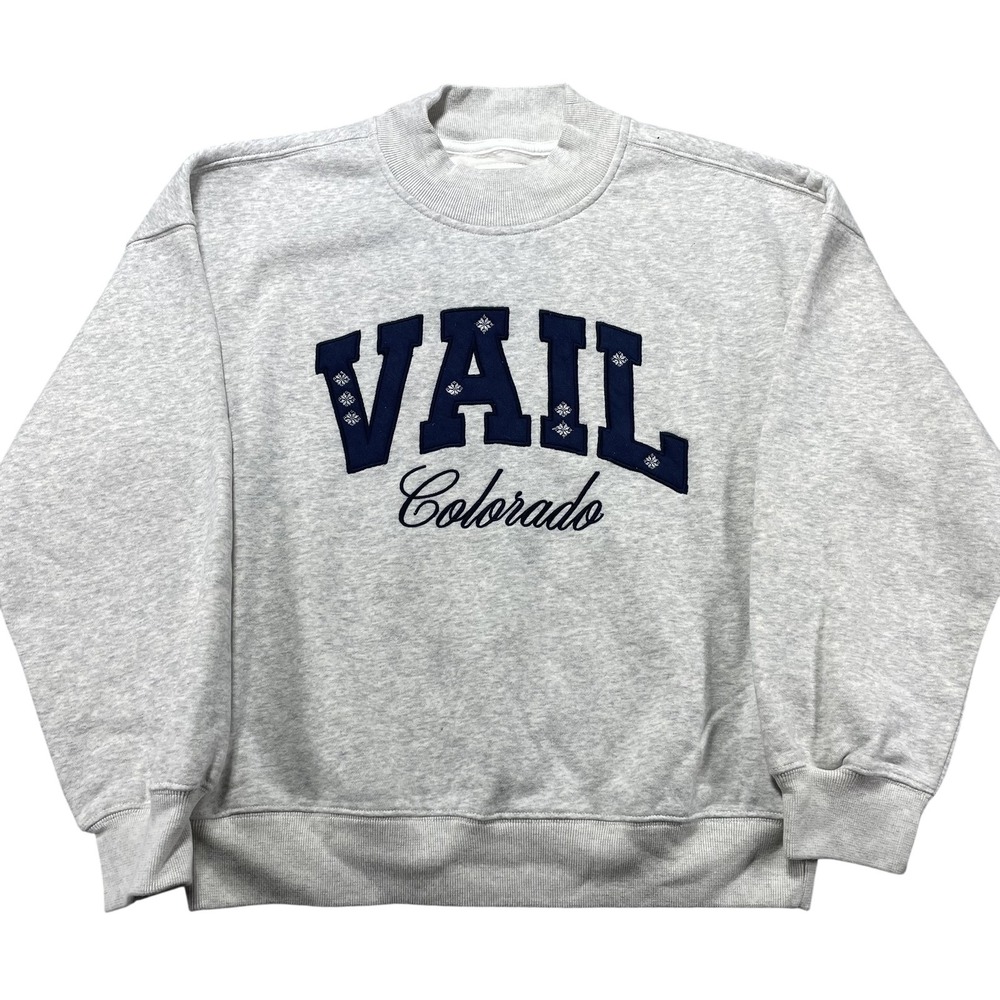 Abercrombie & Fitch Sweatshirt Womens Medium Gray Vail Colorado Fleece Pullover